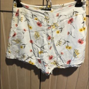 Forever21 cream floral lined shorts